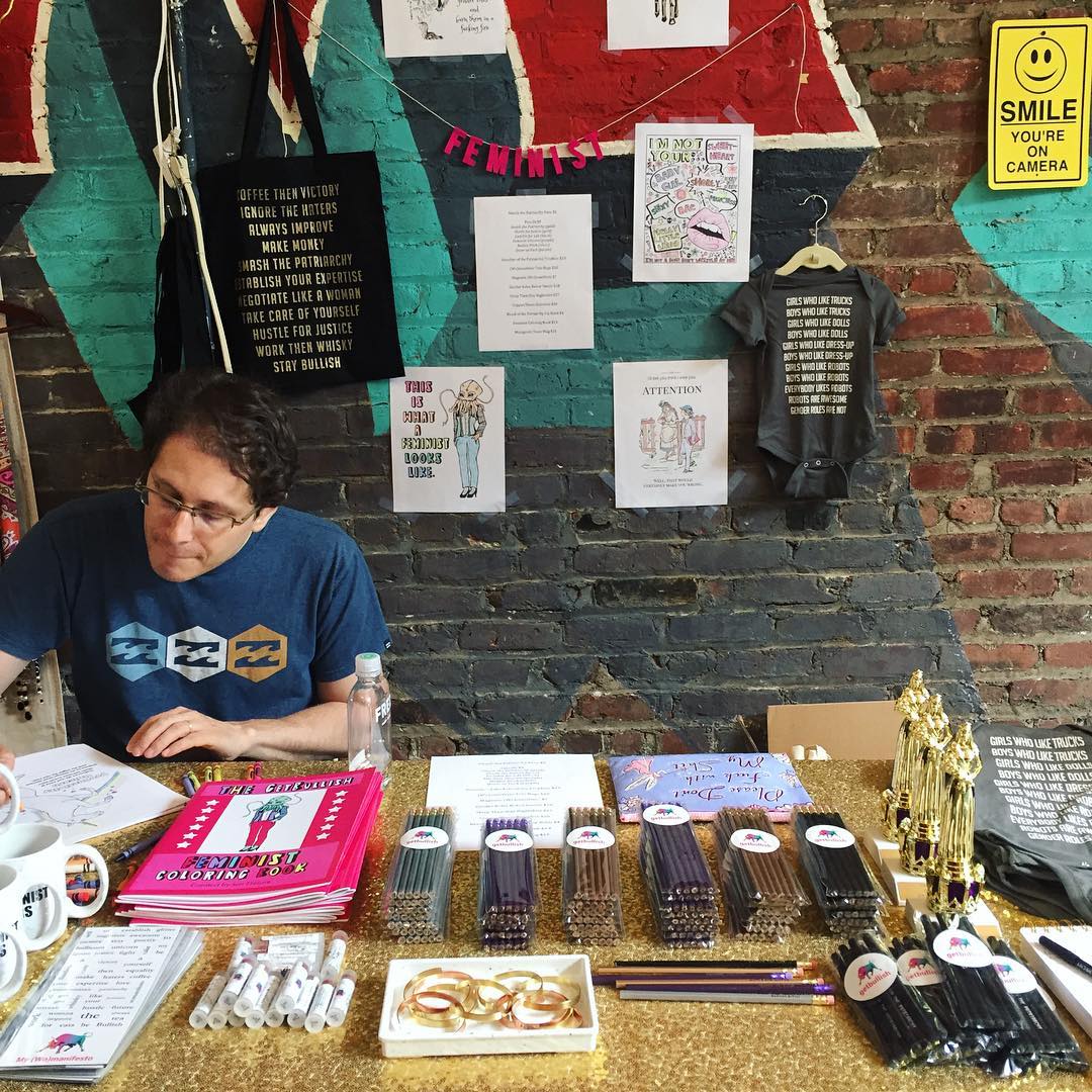 Handmade Felted Feminist Party Banner in Fuchsia