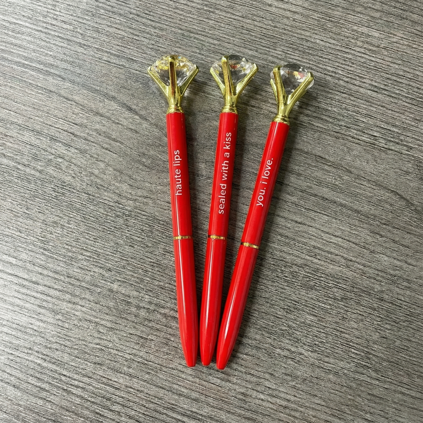 Haute Lips Red Gem Pen Set of 6 | Giftable Quote Pens | Novelty Office Desk Supplies