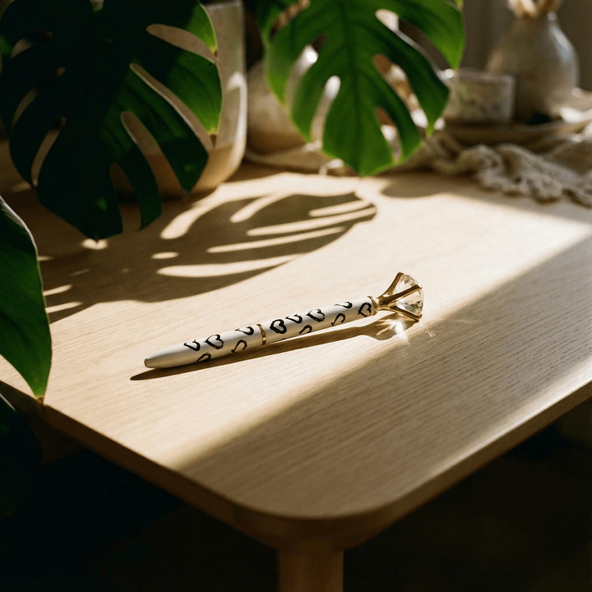Heart Gem Pen in Gift Box | Jewel-Topped Gift Pen | Box Reads "Sealed with a Kiss"