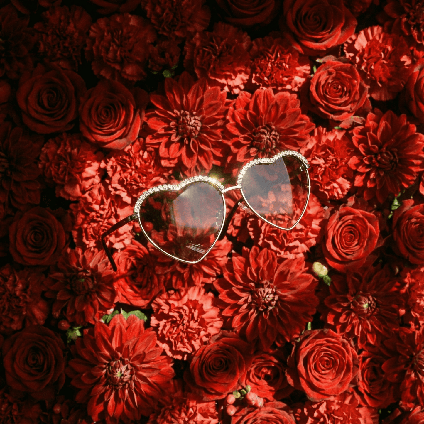 Heart Shape Rhinestone Aviator Sunglasses | Glam Silver Metal Frame UV400 Women’s Fashion Shades