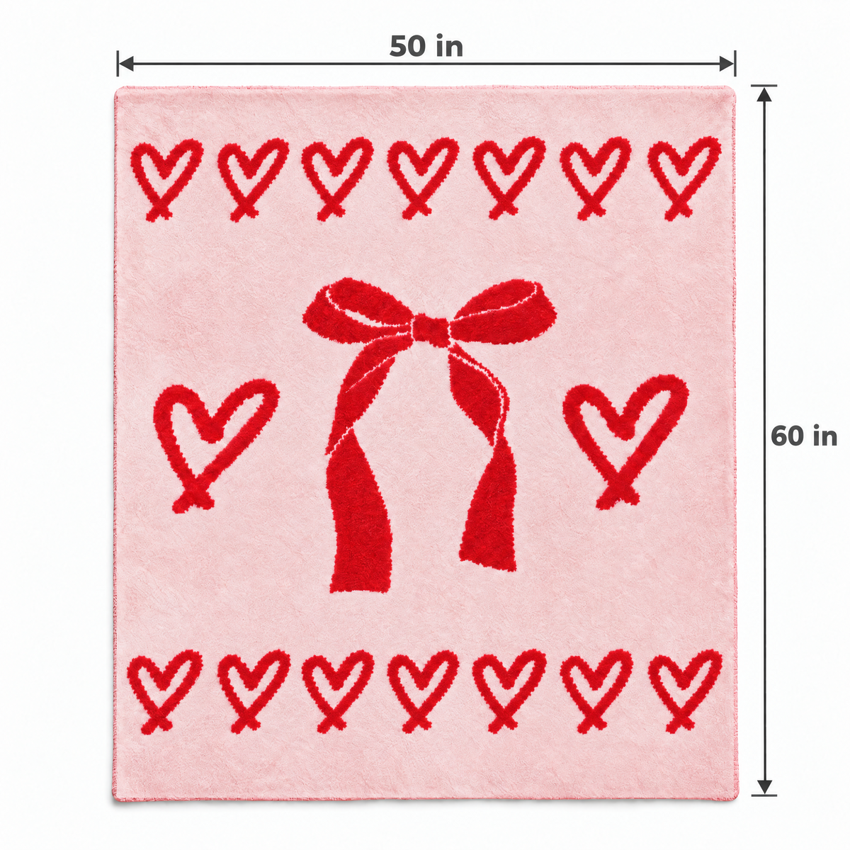 Hearts and Bows Cozy Reversible Blanket Cupids Bows | Gift Throw | Bow-Tastic Gianna 50" x 60"-Lemonbella-The Bullish Store