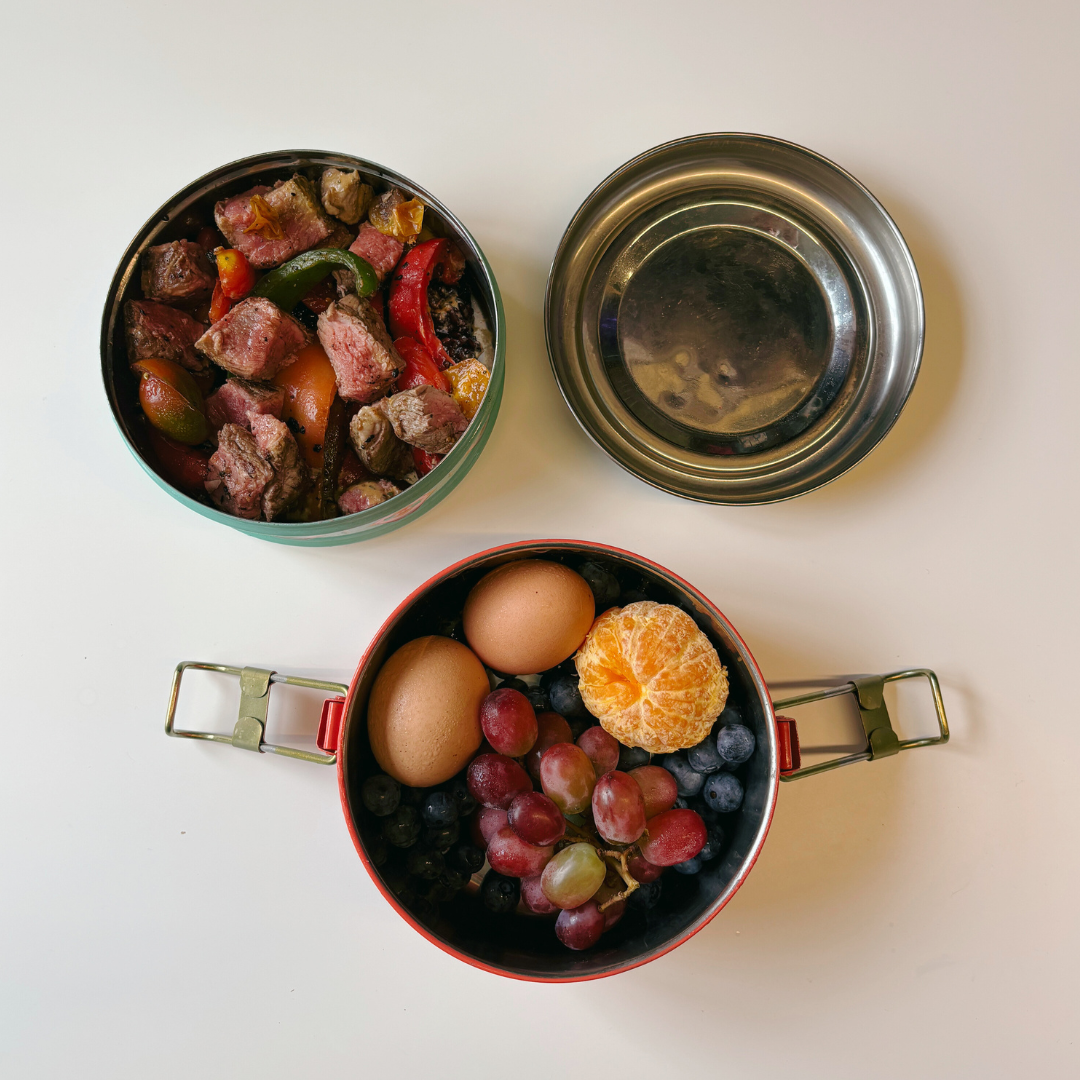 Heirloom Hammered Hexagon 2 Tier Tiffin | Stainless Steel Stack Lunch Box Meal Container
