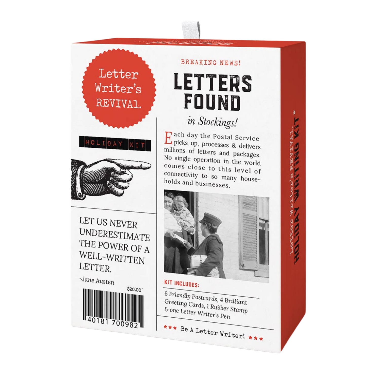 Holiday Kit Letter Writer's Revival Stationery Set | Letter-Writing Kit with Greeting Cards, Postcards, Pen, Rubber Stamp