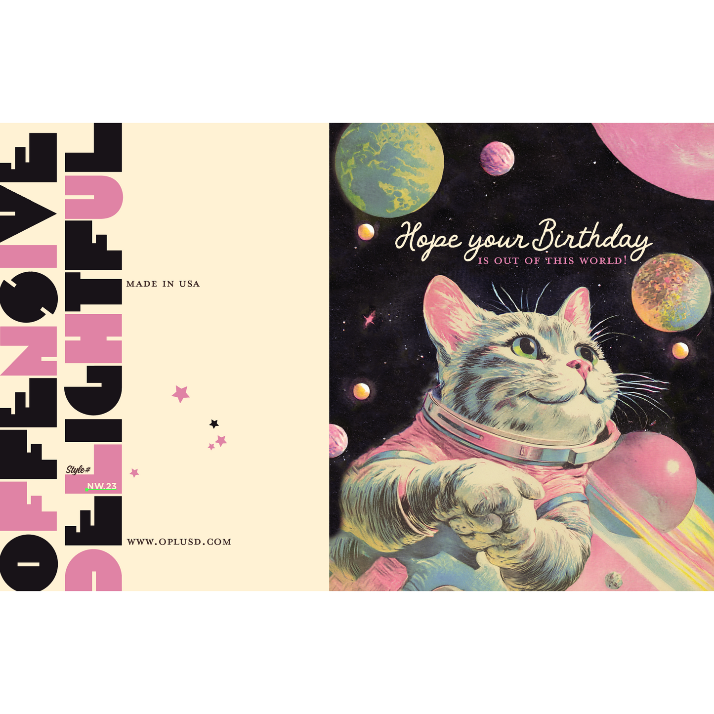 Hope Your Birthday Is Out of This World Spacecat Birthday Card | Funny Cat Astronaut Greeting Card