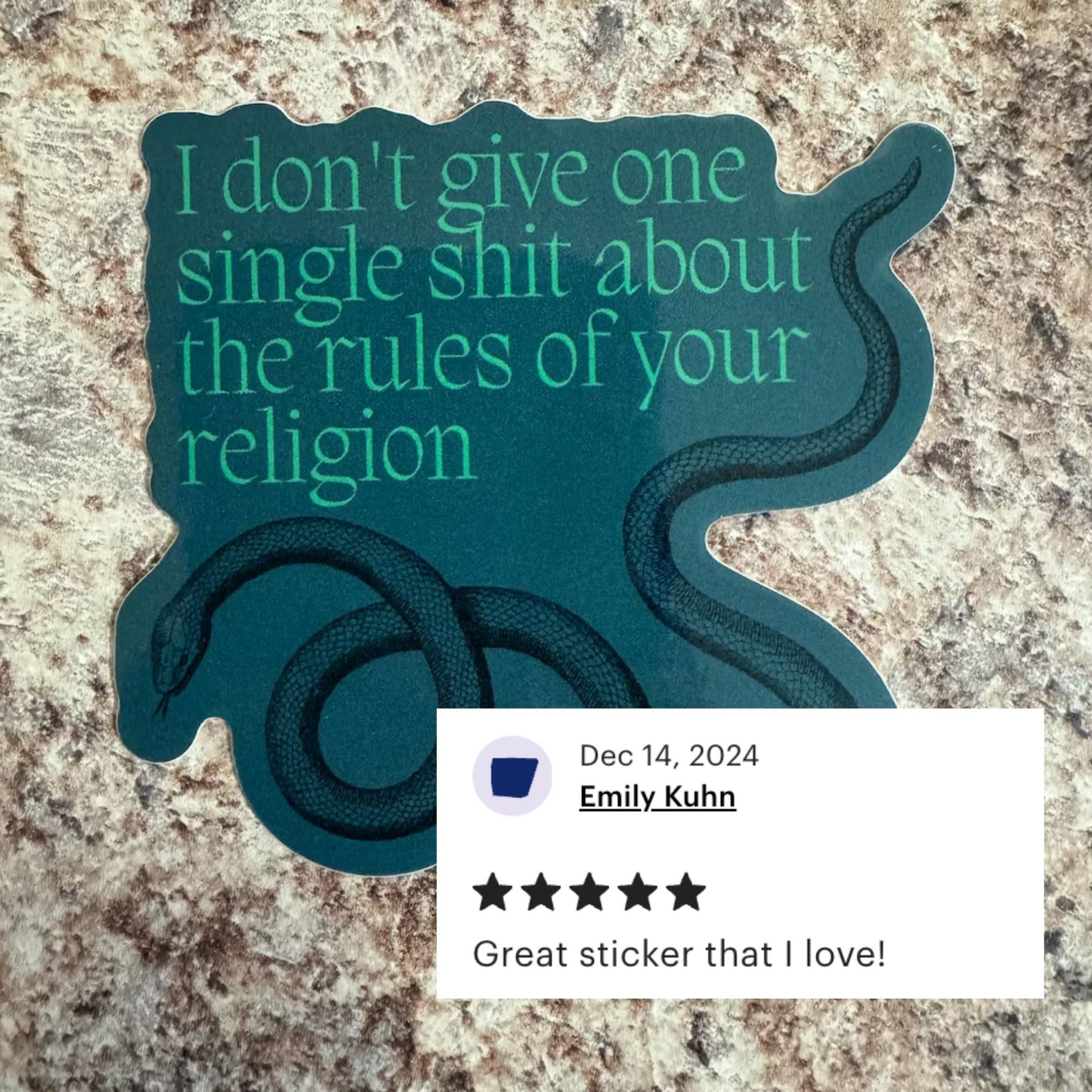 I Don't Give One Single Shit Glossy Die Cut Vinyl Sticker 3in x 2.9in
