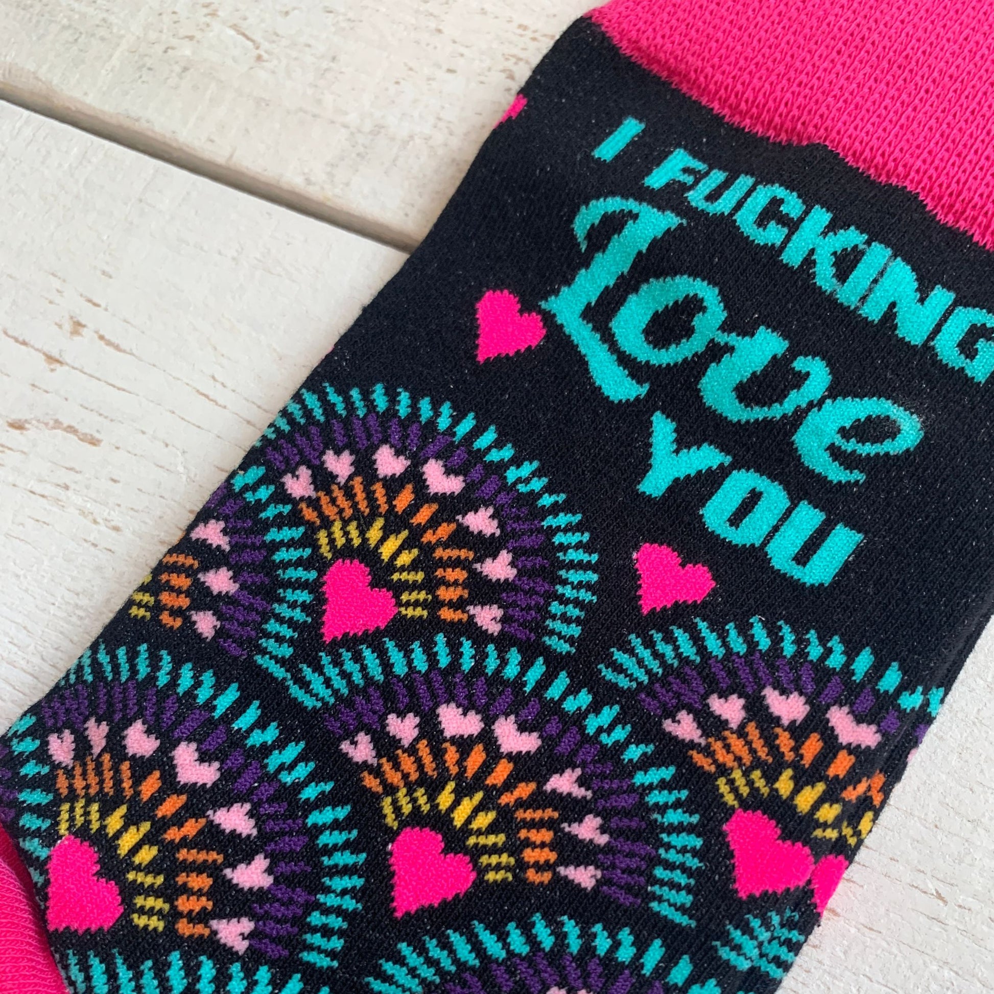 I Fucking Love You Women's Crew Socks | Hearts Design Ladies Novelty Socks