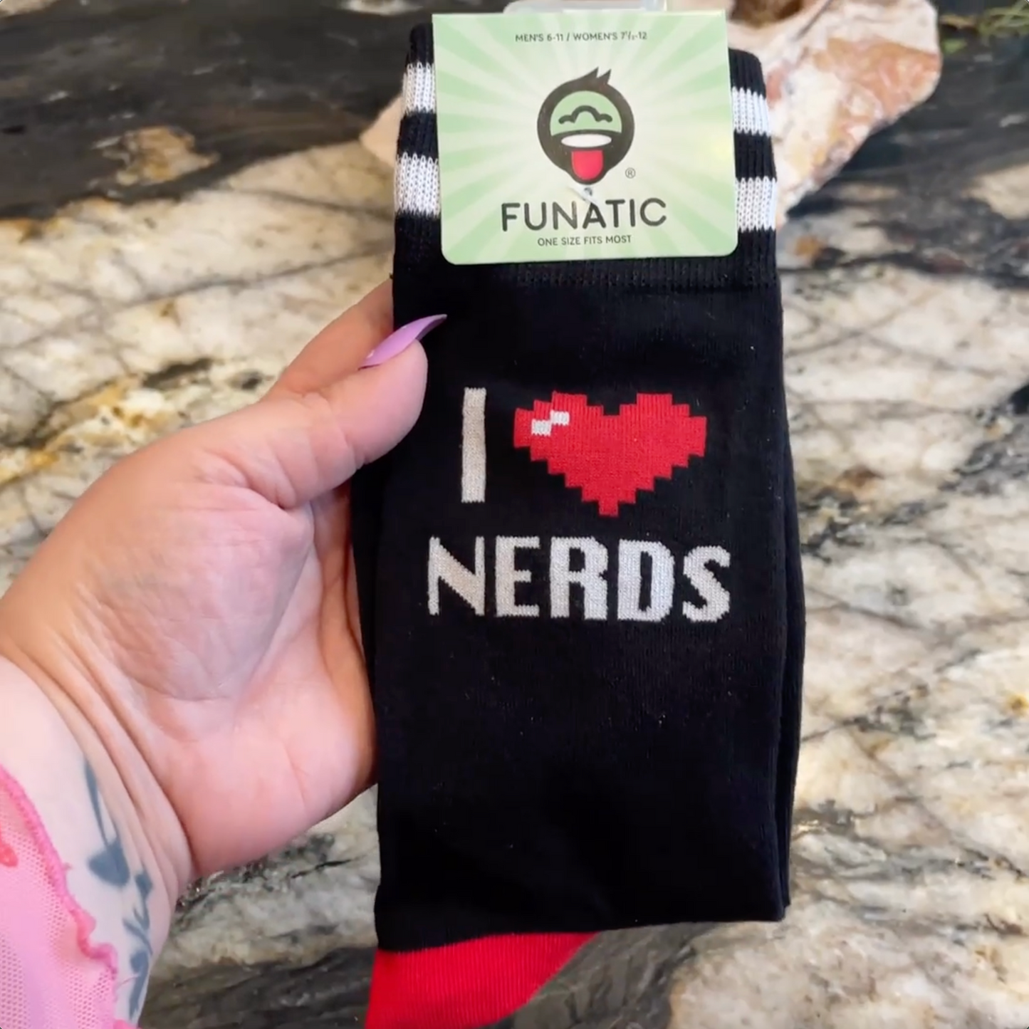 I Heart Nerds Socks | Unisex Black Funny Socks