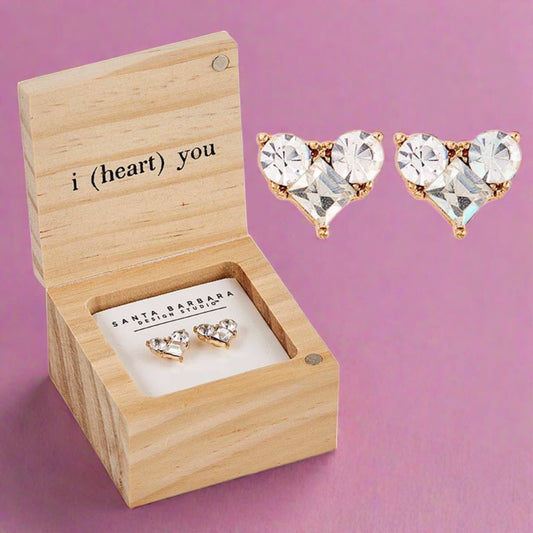 I (Heart) You Treasure Box Earrings | In a Wooden Gift Box