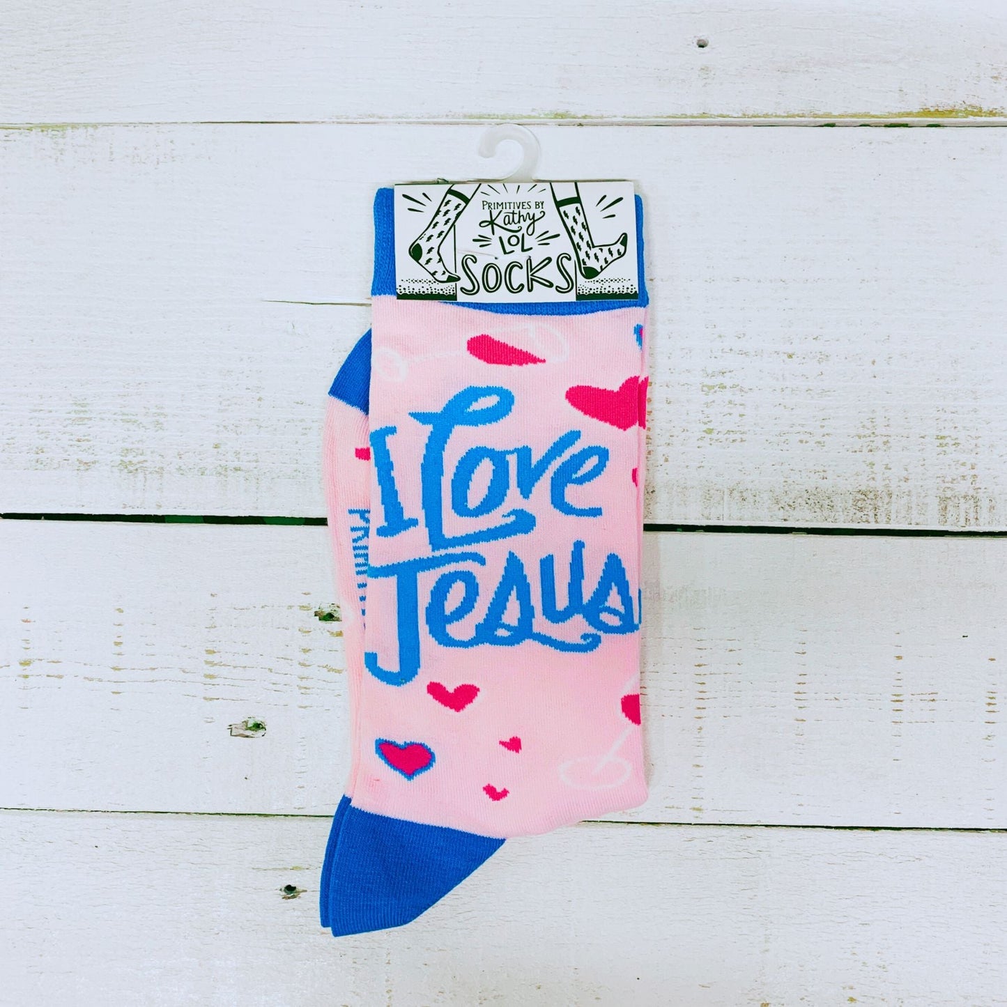 I Love Jesus But I Drink a Little Crew Socks in Pink Hearts