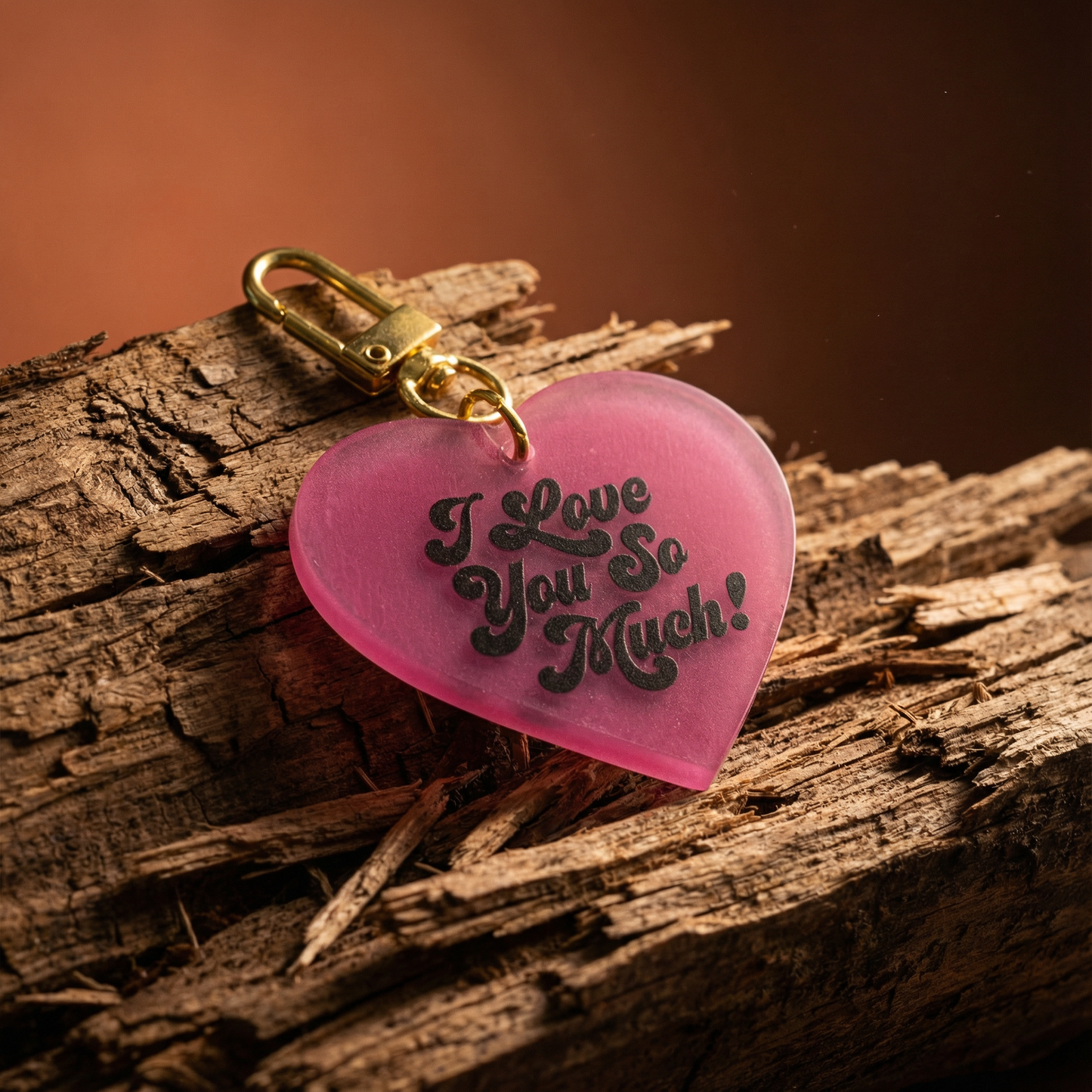 I Love You So Much Heart Keychain in Bubblegum Pink
