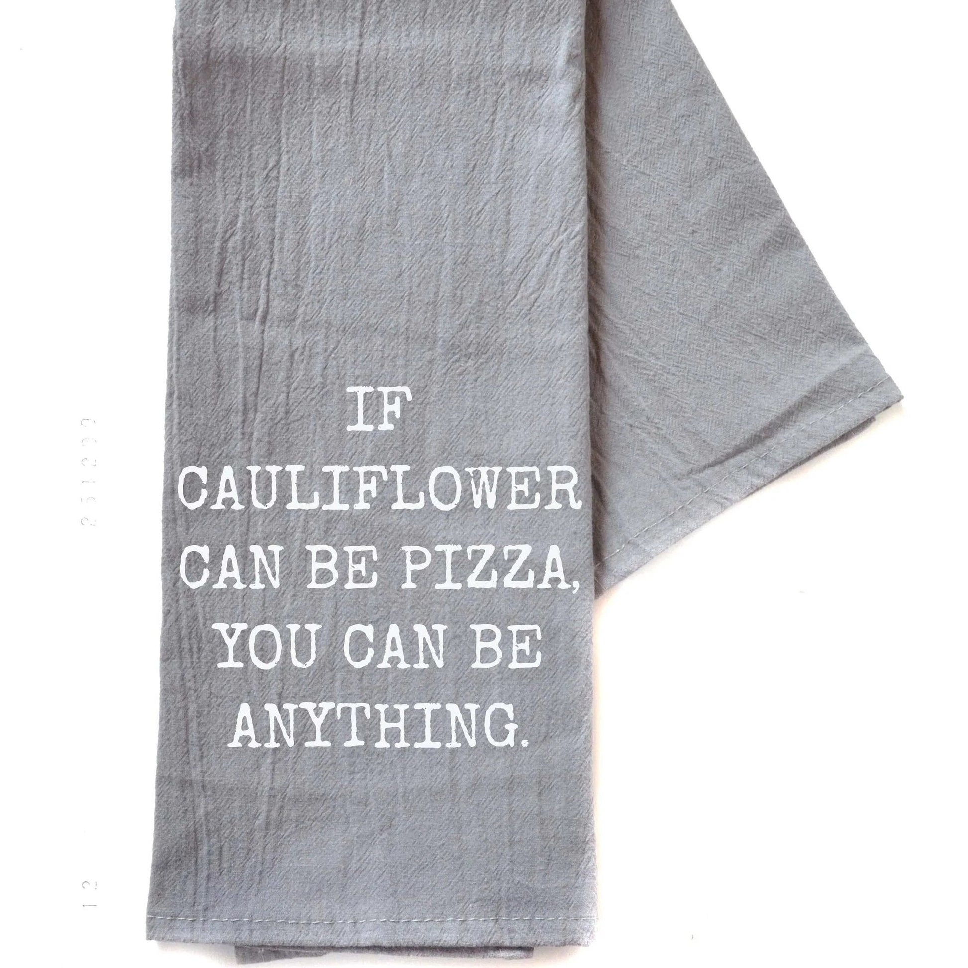 If Cauliflower Can Be Pizza Cotton Hand Towel | Gray | 16" x 24"