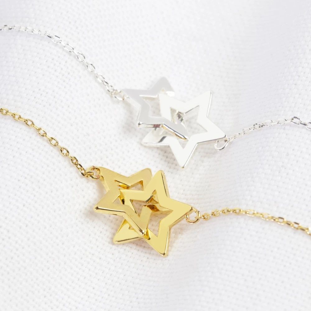 Interlocking Stars Bracelet in Gold | Designed in the UK | 14K Gold Plated