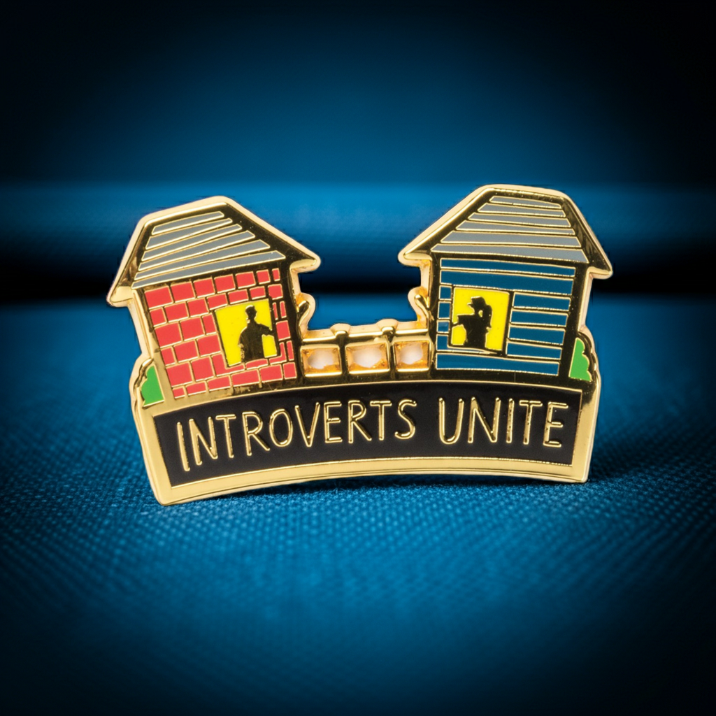 Introverts Unite (From Their Own Houses) Enamel Pin with Gift Card