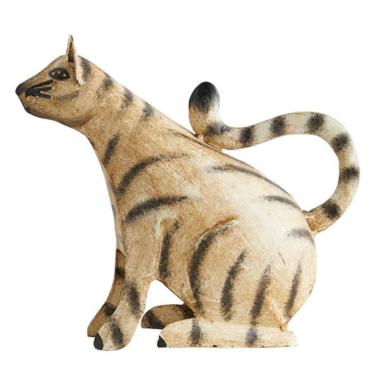 Iron Cat with Stripes | Animal Figurine for Home or Garden Decor | 7.5" x 3.5"