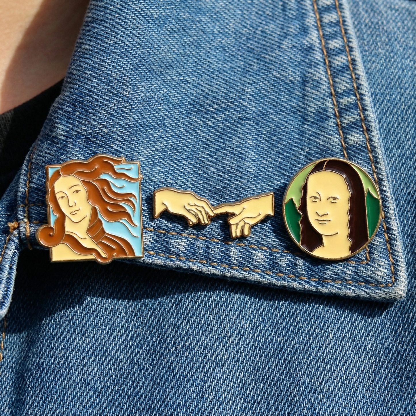 Italian Renaissance Enamel Pin Set | da Vinci, Botticelli & Michelangelo Art Soft Lapel Pins