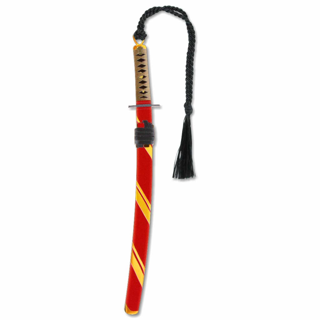 Japanese Sword & Sheath Metal Bookmark | Solid Brass, Gold Electroplated Gift Bookmark