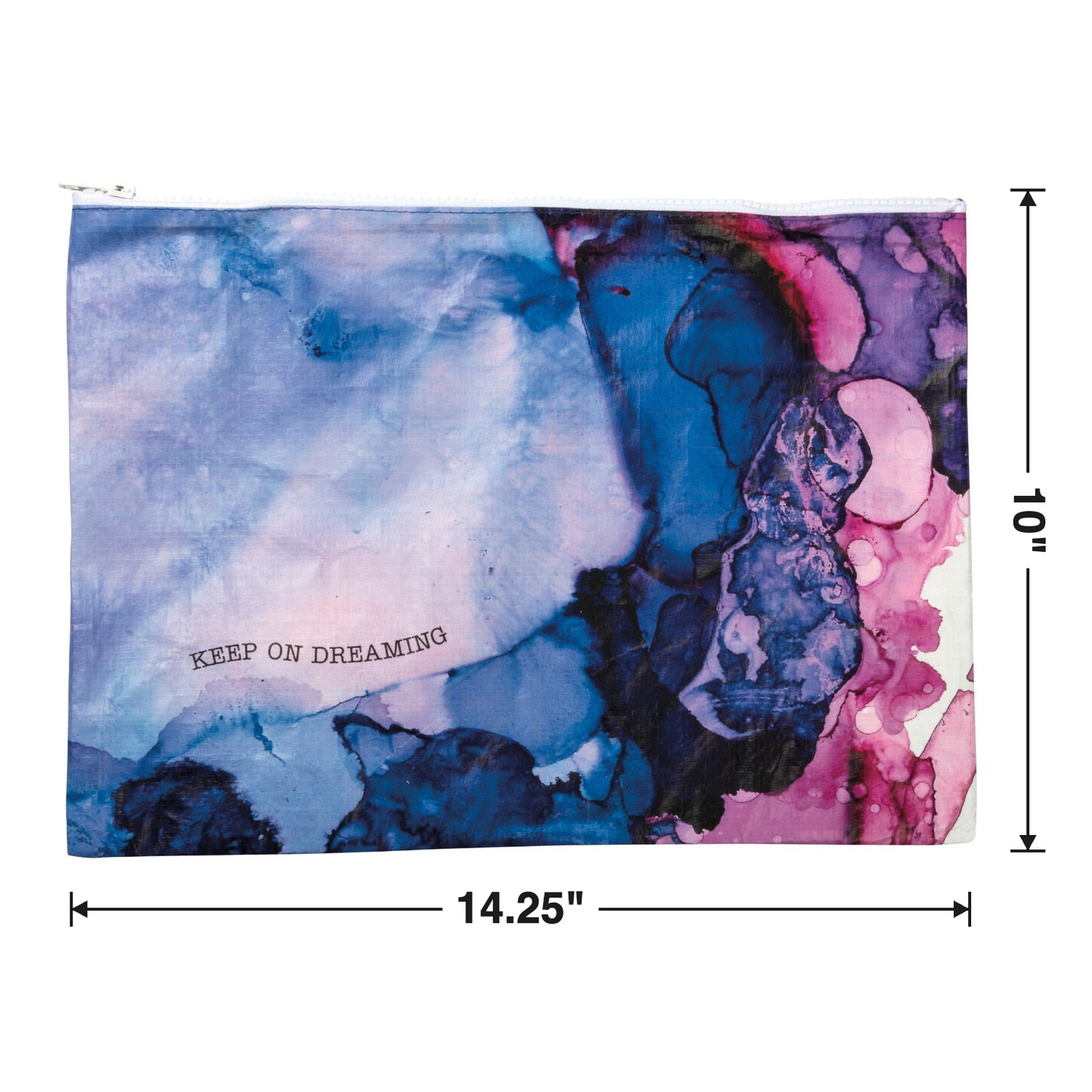 Jumbo Pouch Keep On Dreaming Watercolor Design Colorful Recycled Material Jumbo Zipper Folder | 14.25" x 10"-Primitives by Kathy-The Bullish Store