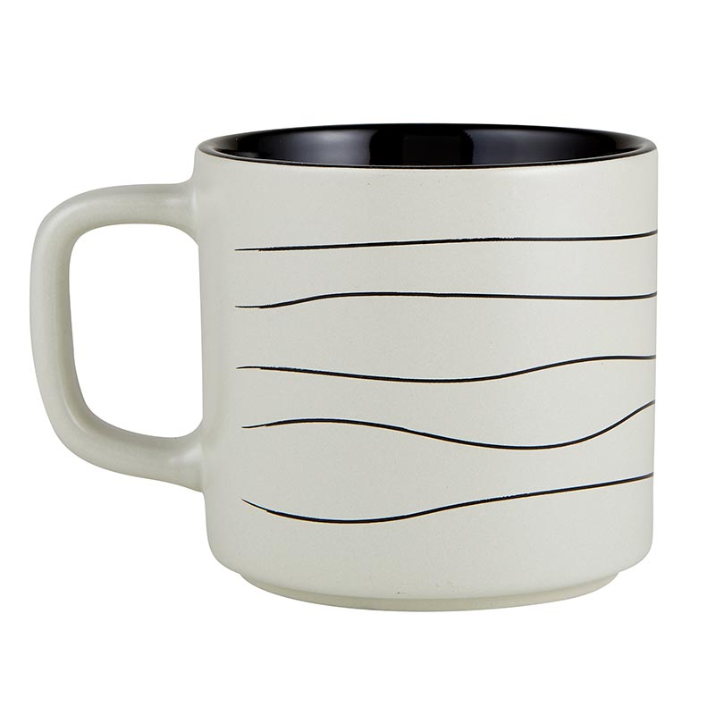 Keep Going Stackable Stoneware Mug | Black Interior Coffee Tea Cup | 14oz