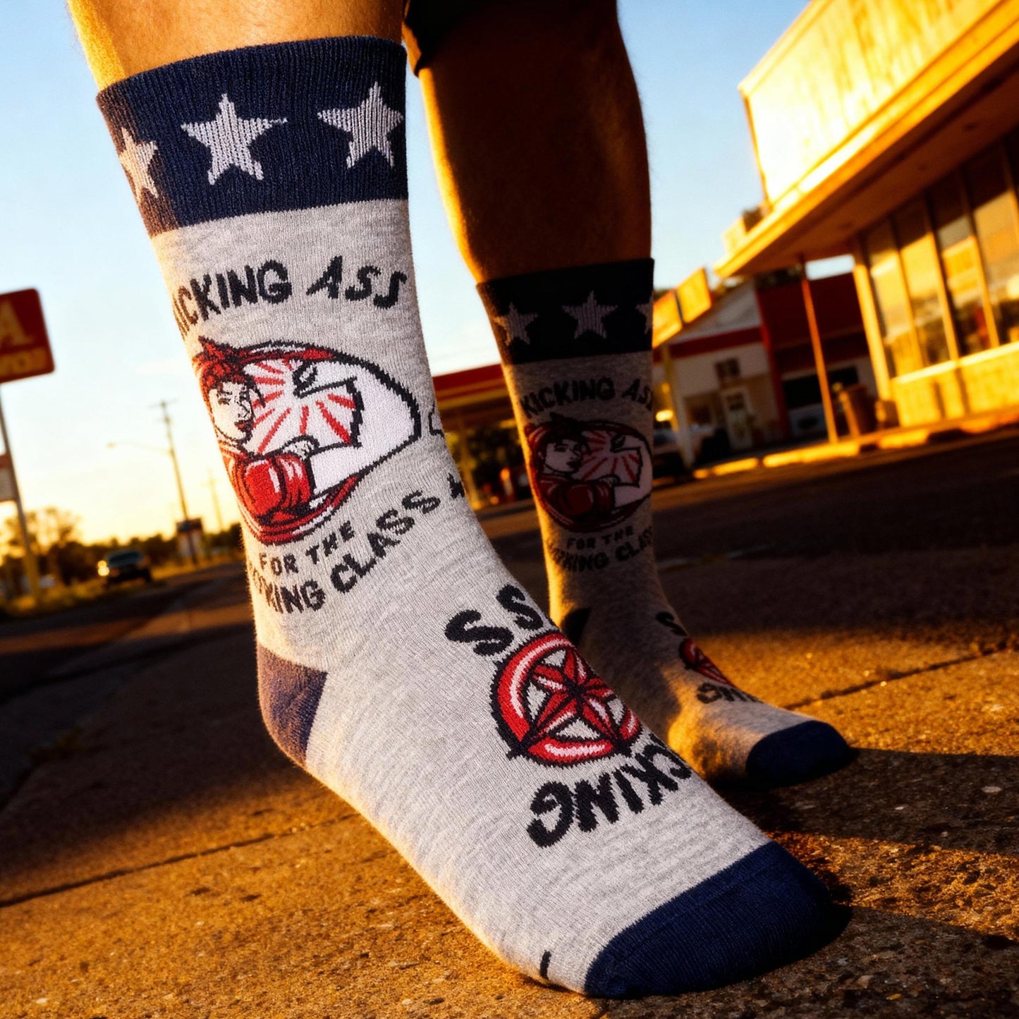 Kicking Ass for the Working Class Socks | Empowering Artwork Unisex Socks