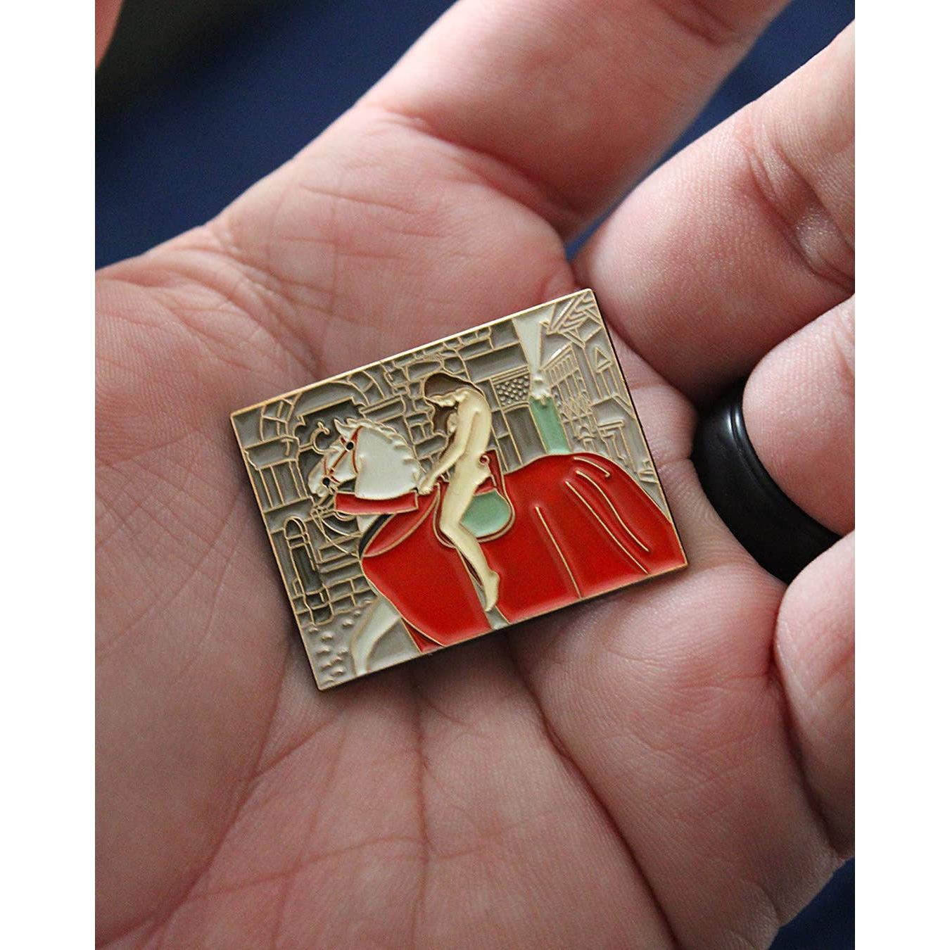 Lady Godiva Enamel Pin Inspired by John Collier | Pre-Raphaelite Art Soft Lapel Pin | 1.5" x 1.15"