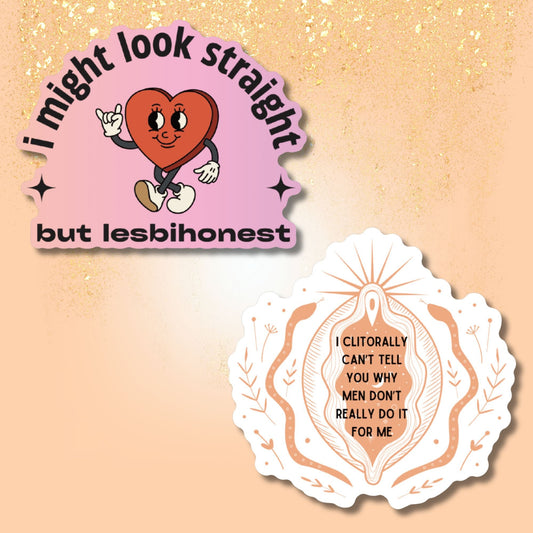 Lesbihonest Lesbian Puns Sticker Bundle | Glossy Die Cut Vinyl Sticker