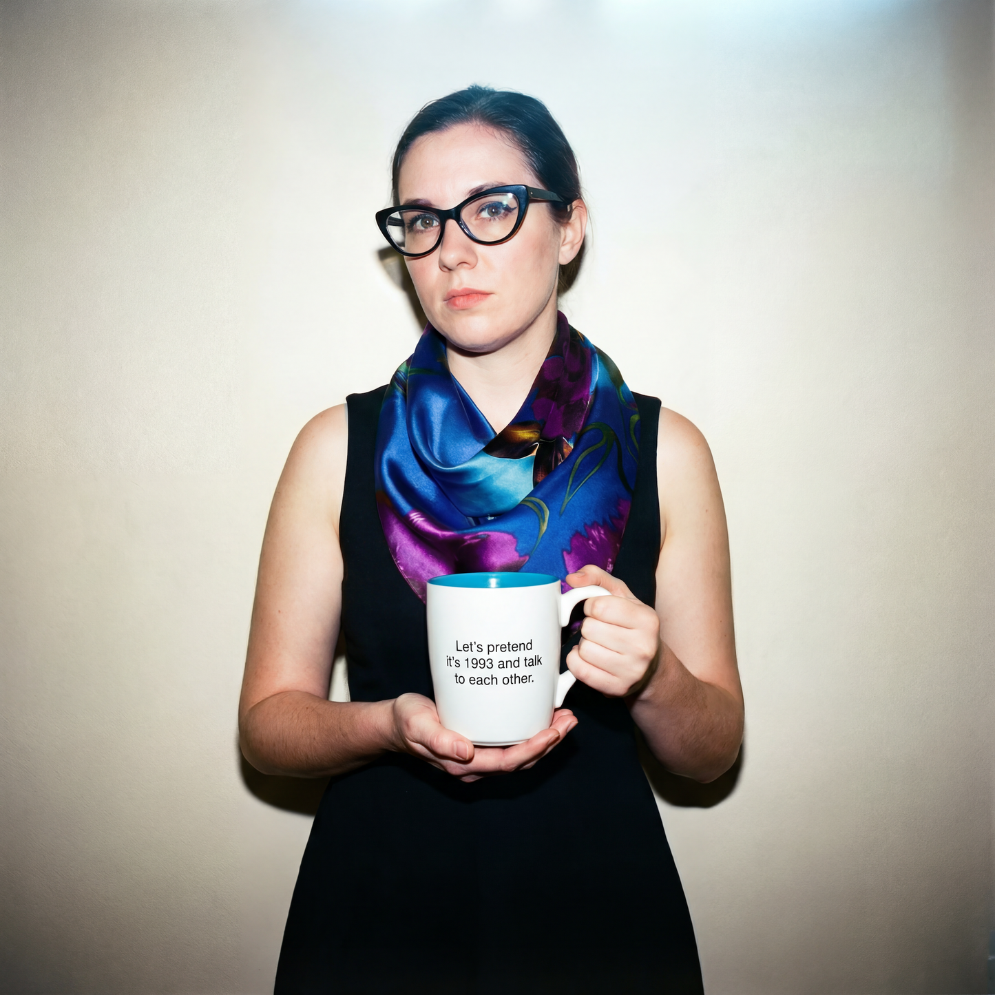 Let's Pretend It's 1993 Glossy Ceramic Mug in Teal and White