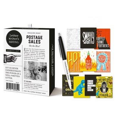 Letter Writer's Stationery Set "Mighty Kit" | Letter-Writing Kit with Greeting Cards, Postcards, Pen, Rubber Stamp