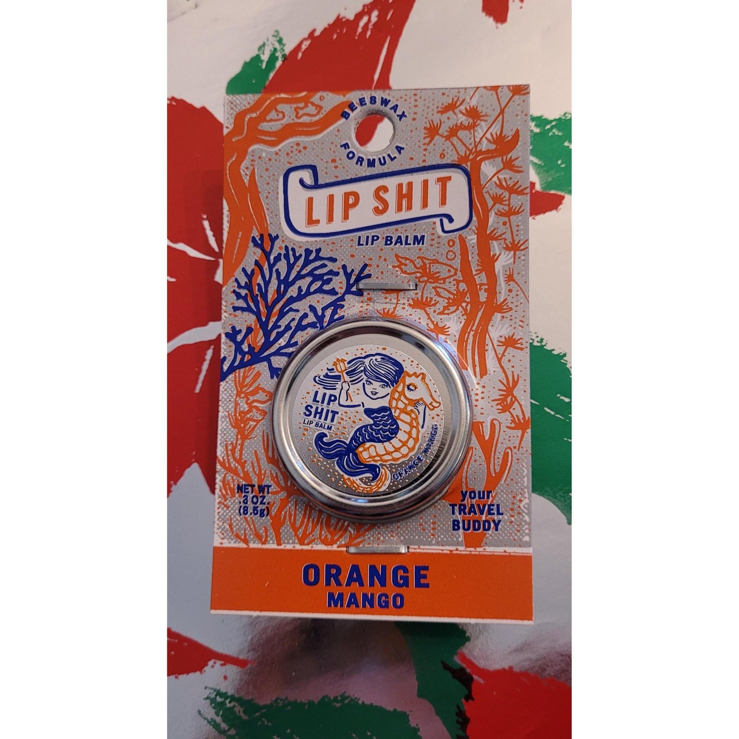 Lip Shit Lip Balm in Orange Mango Beeswax Formula | Lip Moisturizer in Tin | .3oz | BlueQ at GetBullish