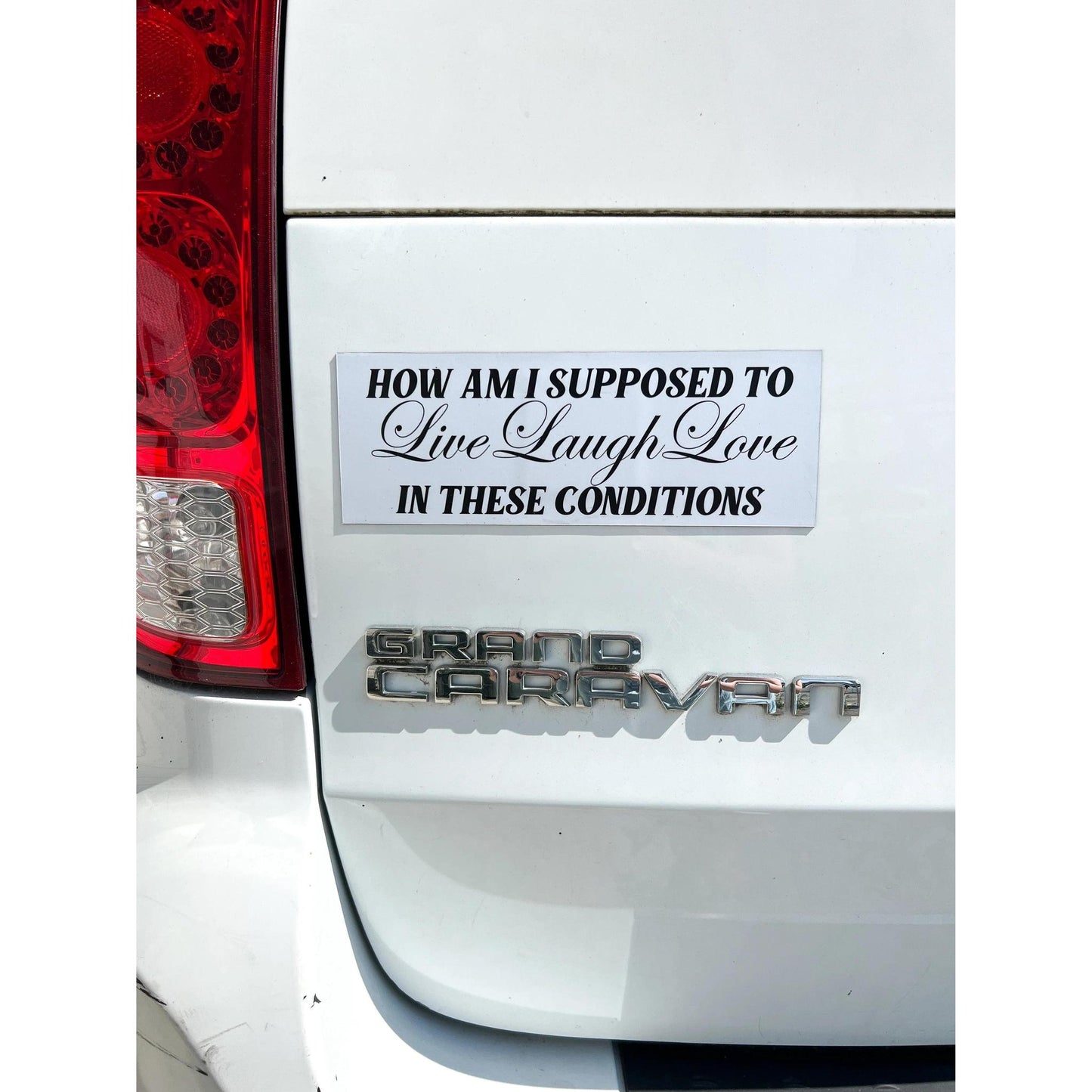 Live Laugh Love In These Conditions Car Magnet | Weatherproof Vehicle Magnetic Surface Decor | 3" x 8.5"