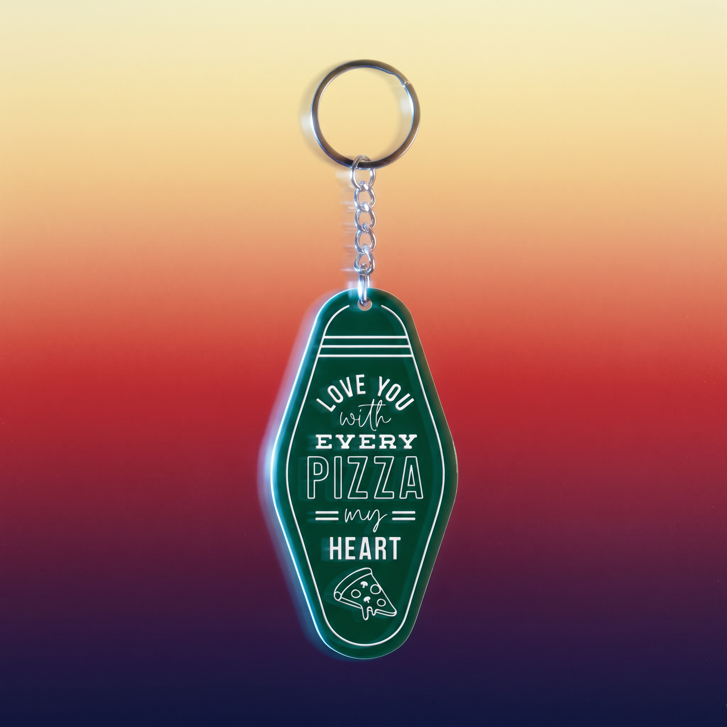 Love You with Every Pizza My Heart Keychain