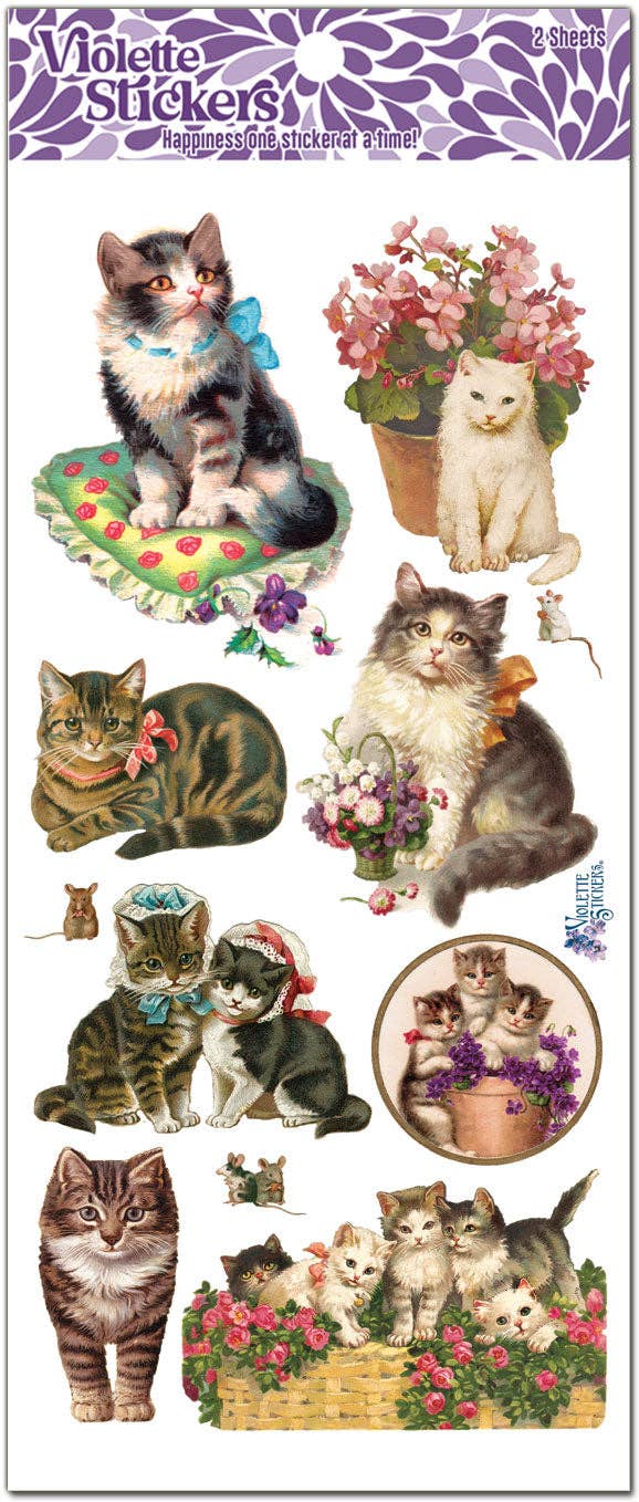 Lovely Cats Clear Stickers | 4" x 8" | 2 Sheets