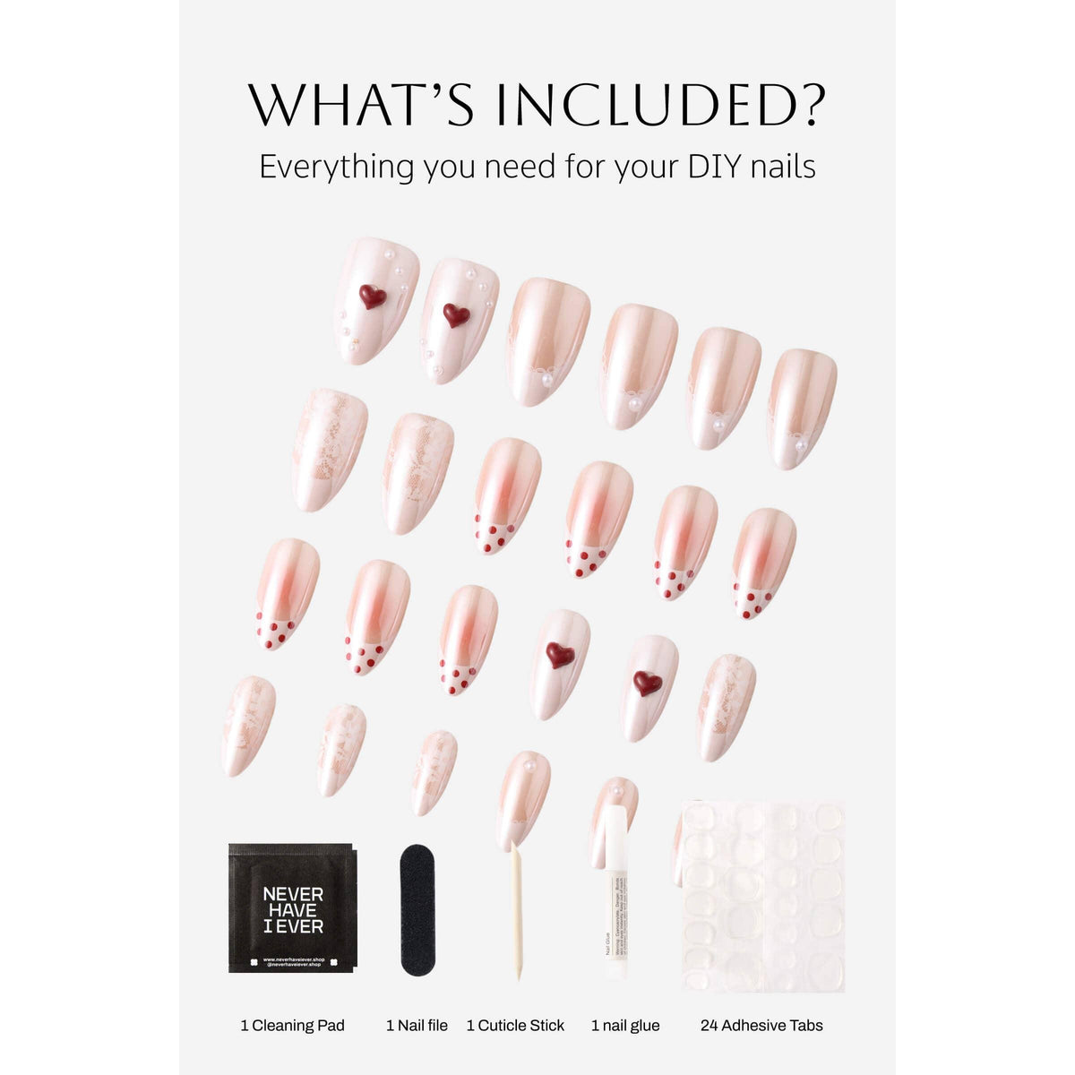 Lover Girl Almond Press-On Nails | Red Hearts and Polka Dots-Never Have I Ever-The Bullish Store
