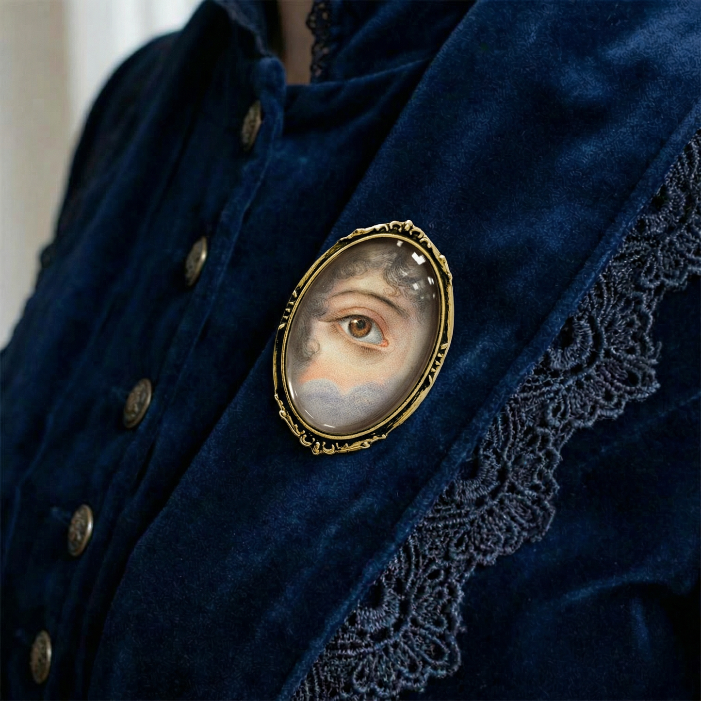 Lover’s Eye Brooch Victorian Eye Painting | Vintage Glass Cabochon Pin
