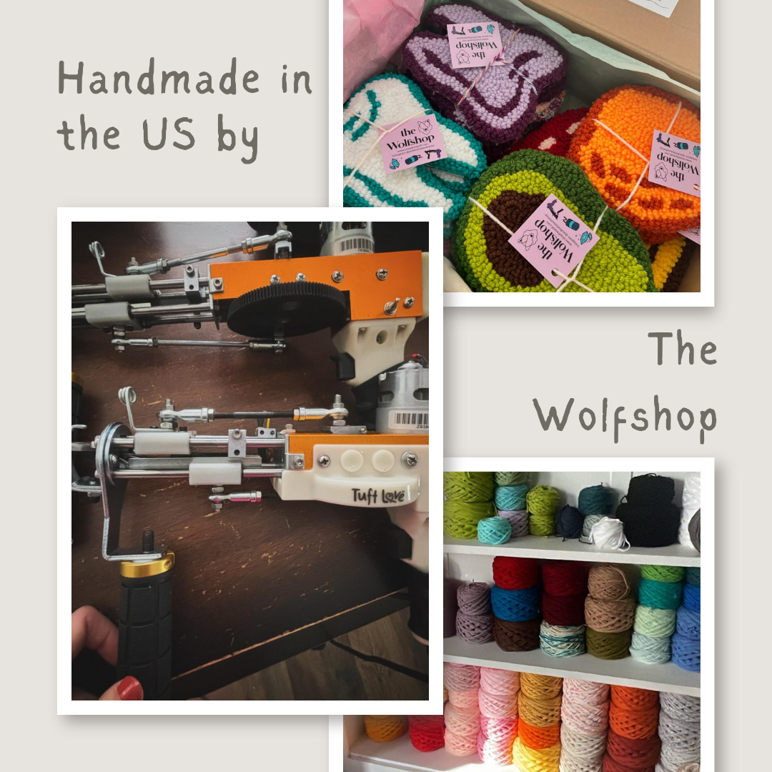 Magic Mushroom Mug Coaster | Handmade Hand Tufted Punch Needle Mug Rug