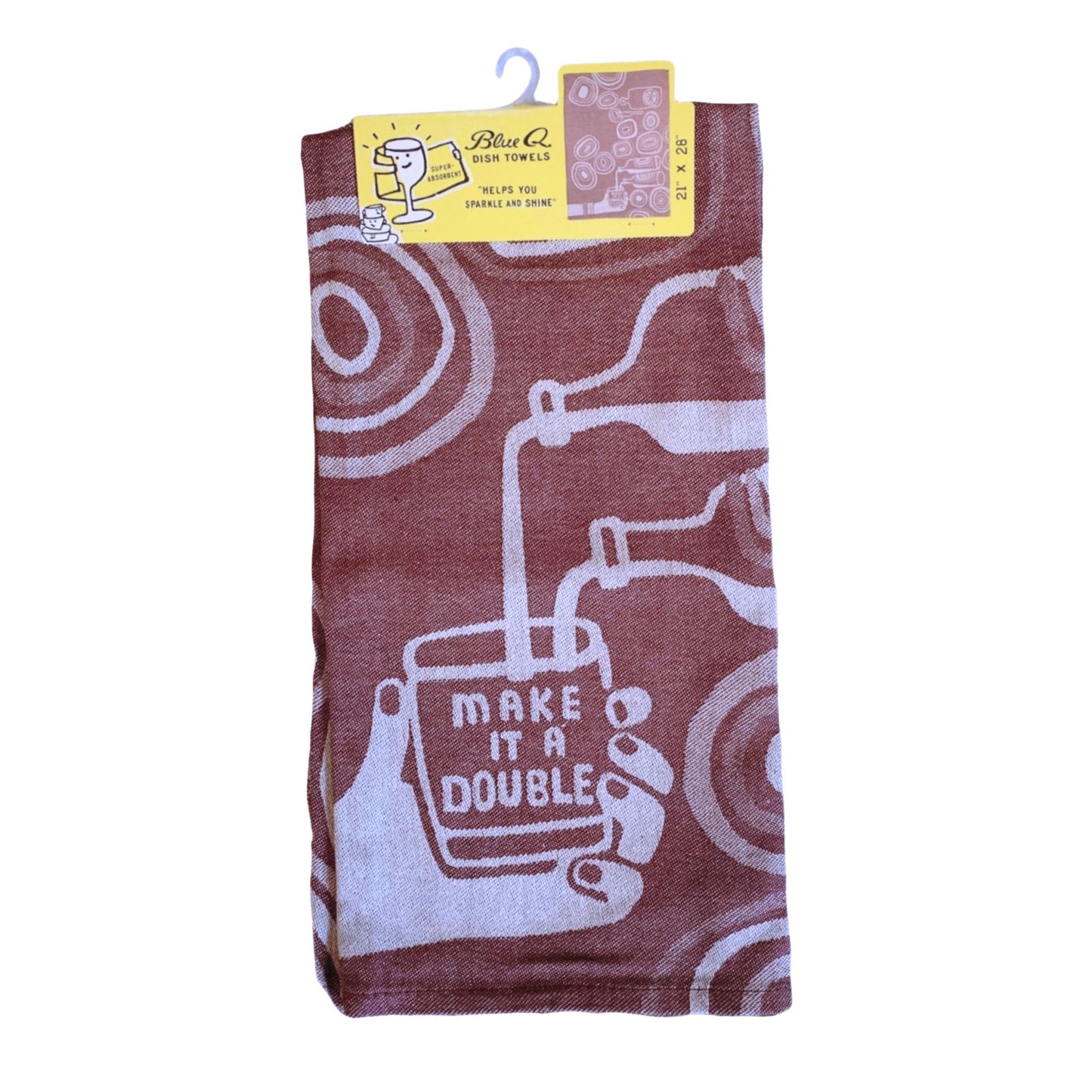 Make It A Double Whiskey Themed Woven Funny Snarky Dish Jacquard Towel | BlueQ at GetBullish
