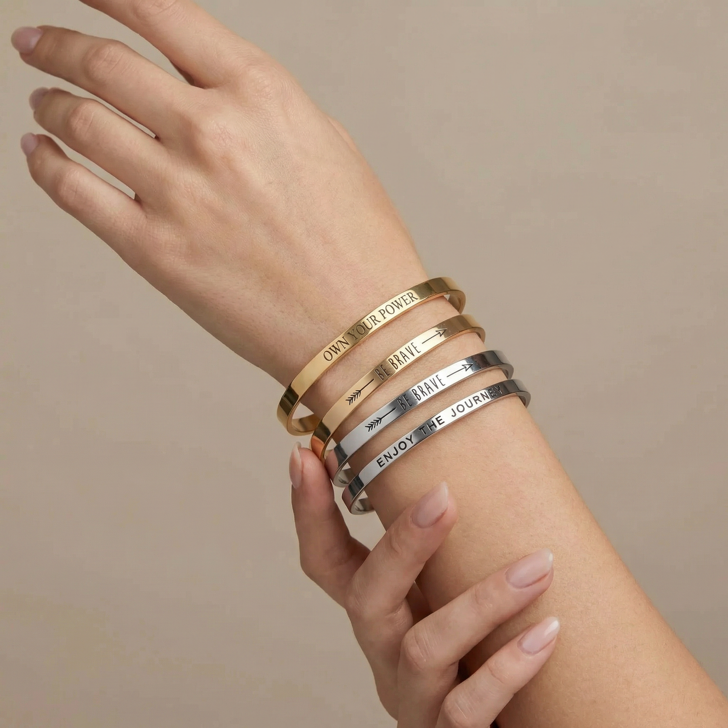 Mantra Sayings Stackable Cuff Bracelets