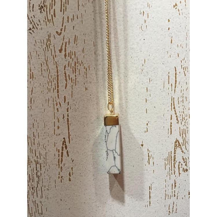 Marble Column Pendant Necklace | Vertical Bar Necklace Minimalist