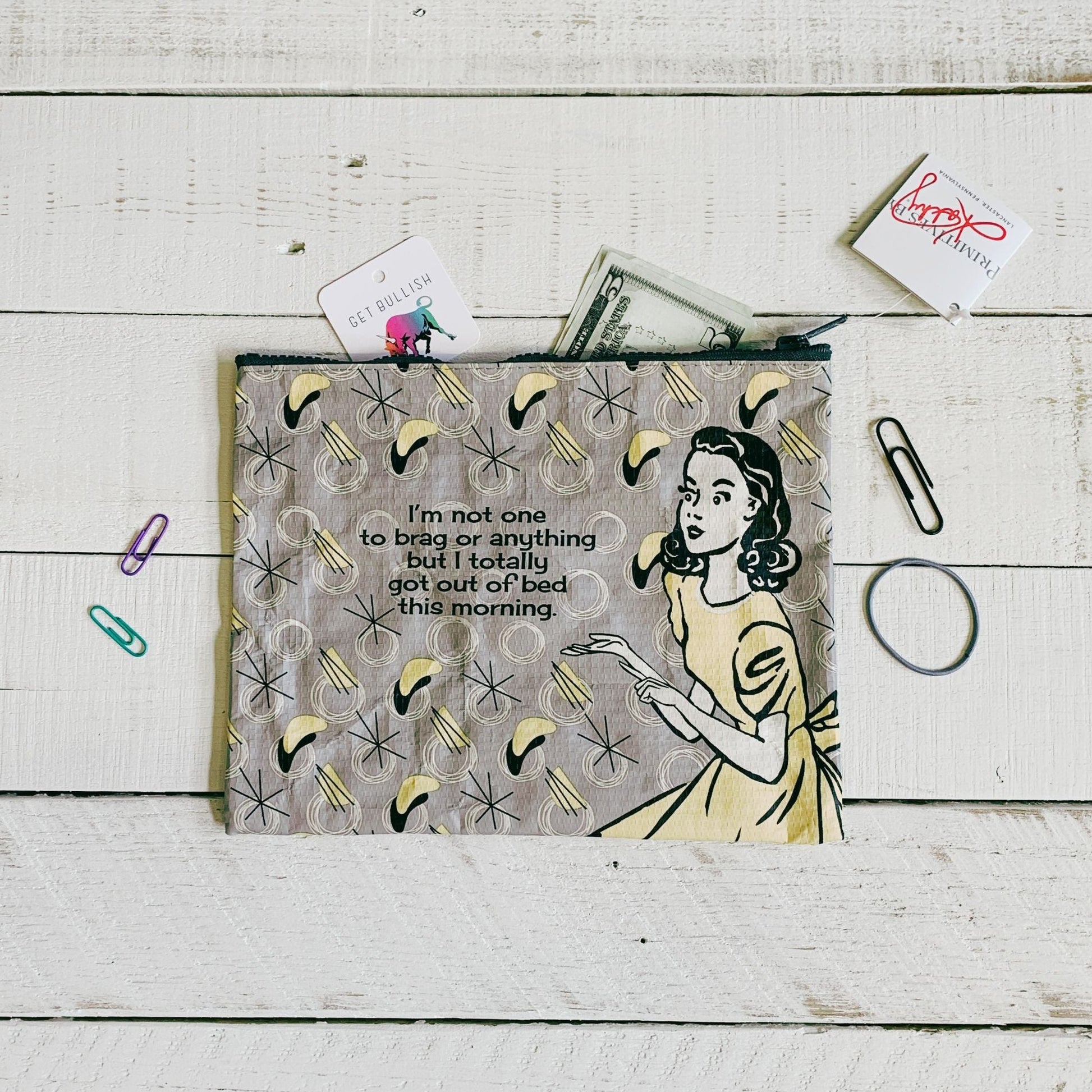 Maybe Money Can't Buy Happiness But I'd Rather Cry In A Mansion Recycled Material Coin Purse Pouch | 5.25" x 4"