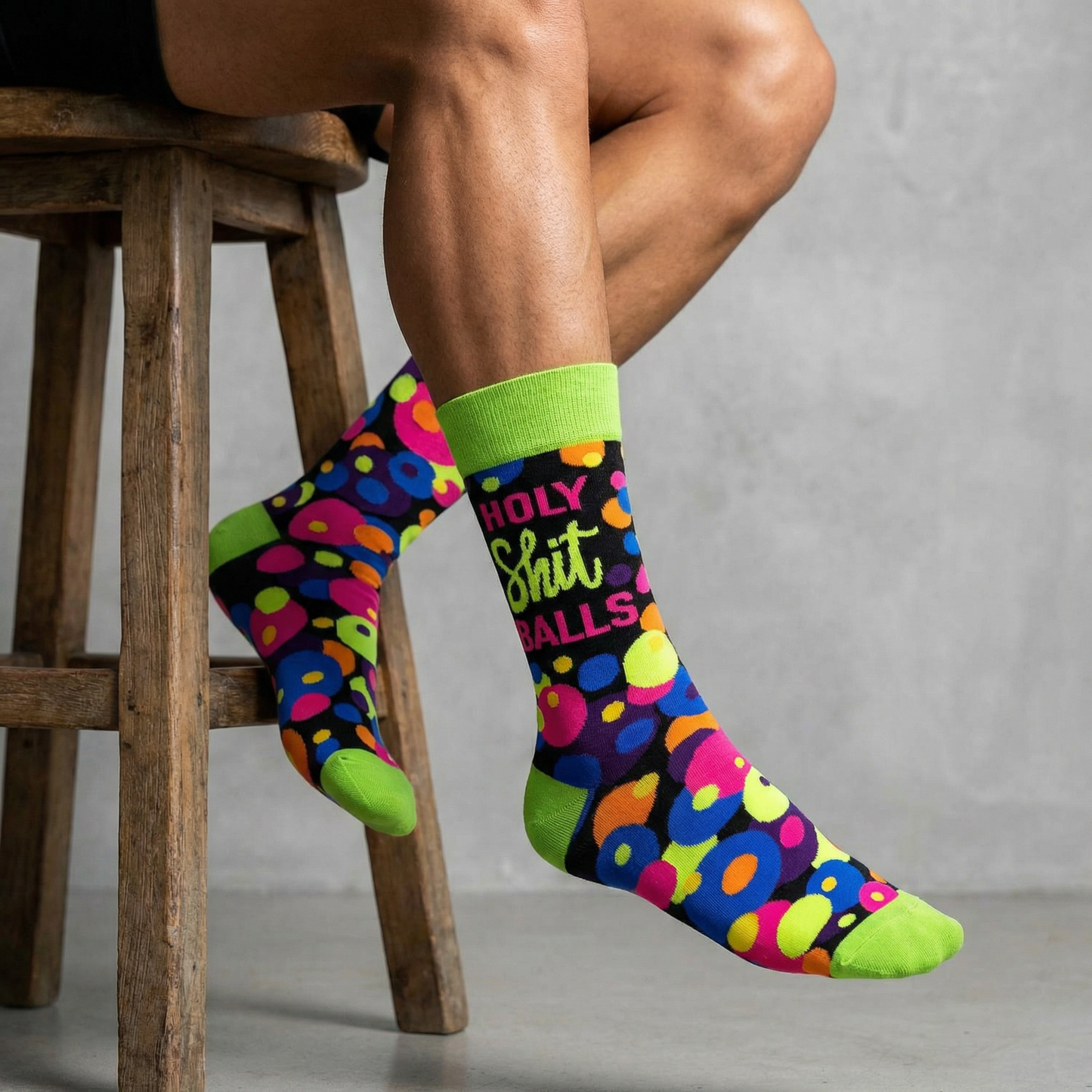 Men's Holy Shit Balls Novelty Crew Socks