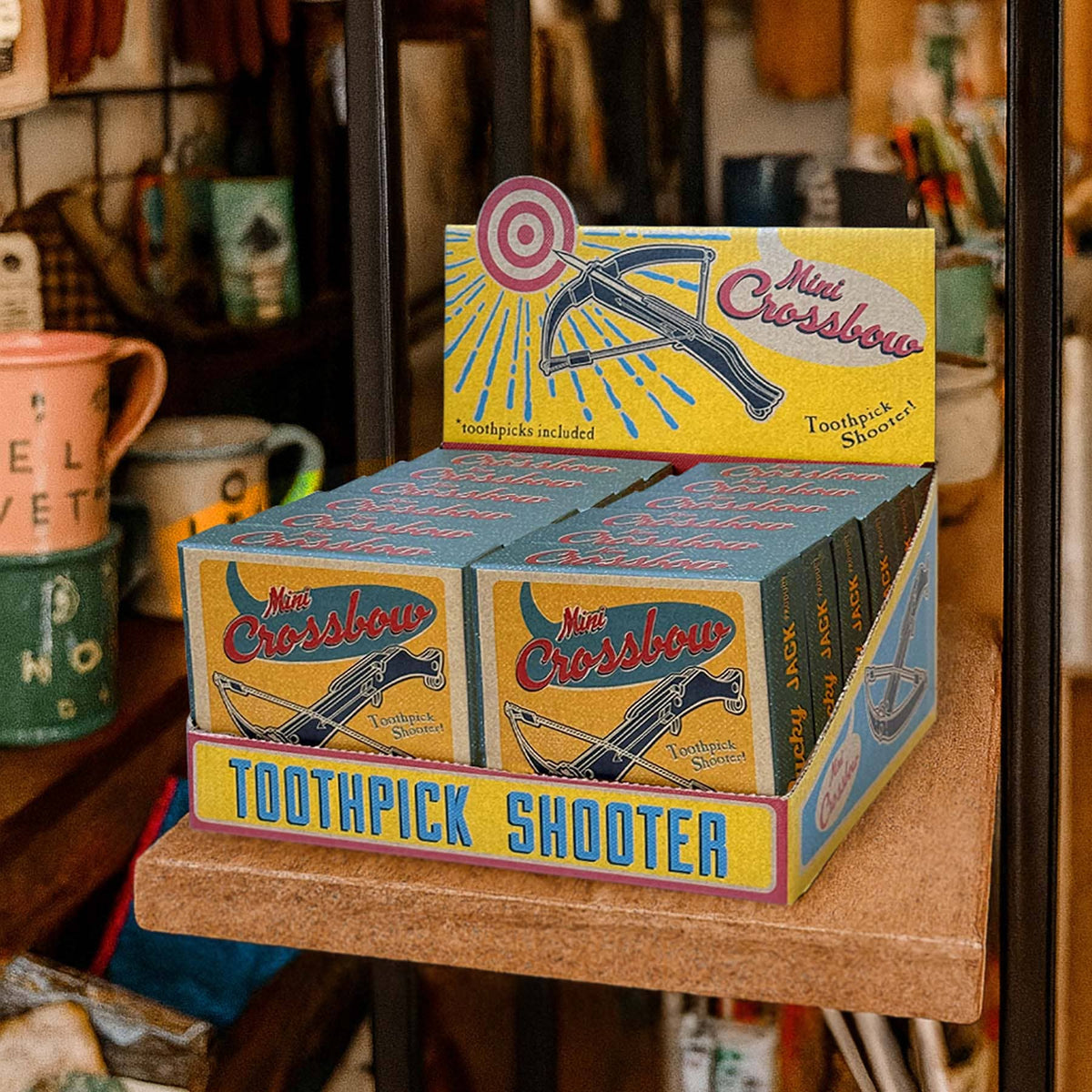 Mini Crossbow Toothpick Launcher | 12-Unit Countertop Display-Lucky Jack-The Bullish Store