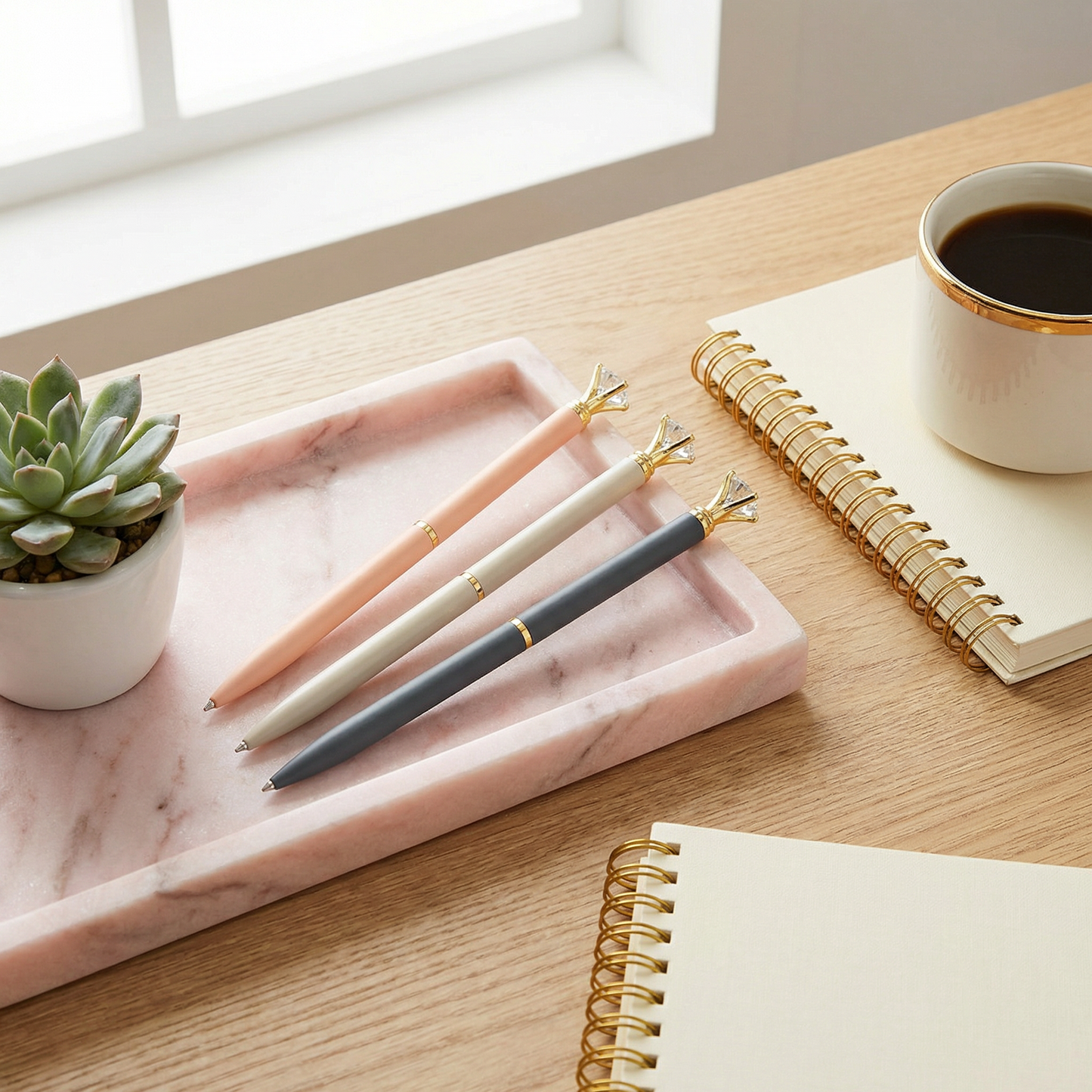 Mini Gem Pens | Refillable Black Ink Ballpoint with Gold Metal Barrel