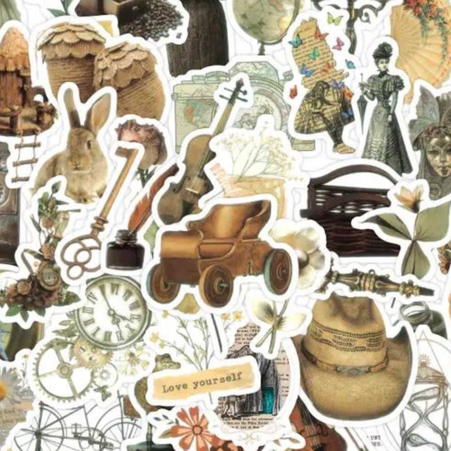Mix of Retro Vintage Styled Stickers | 25 Assorted Decals for Scrapbooking Enthusiasts
