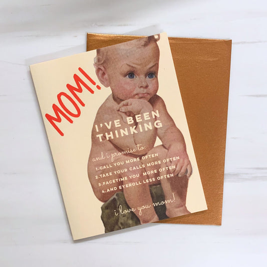 Mom! Naked Little Baby Thinker "I Promise to Call You" Greeting Card
