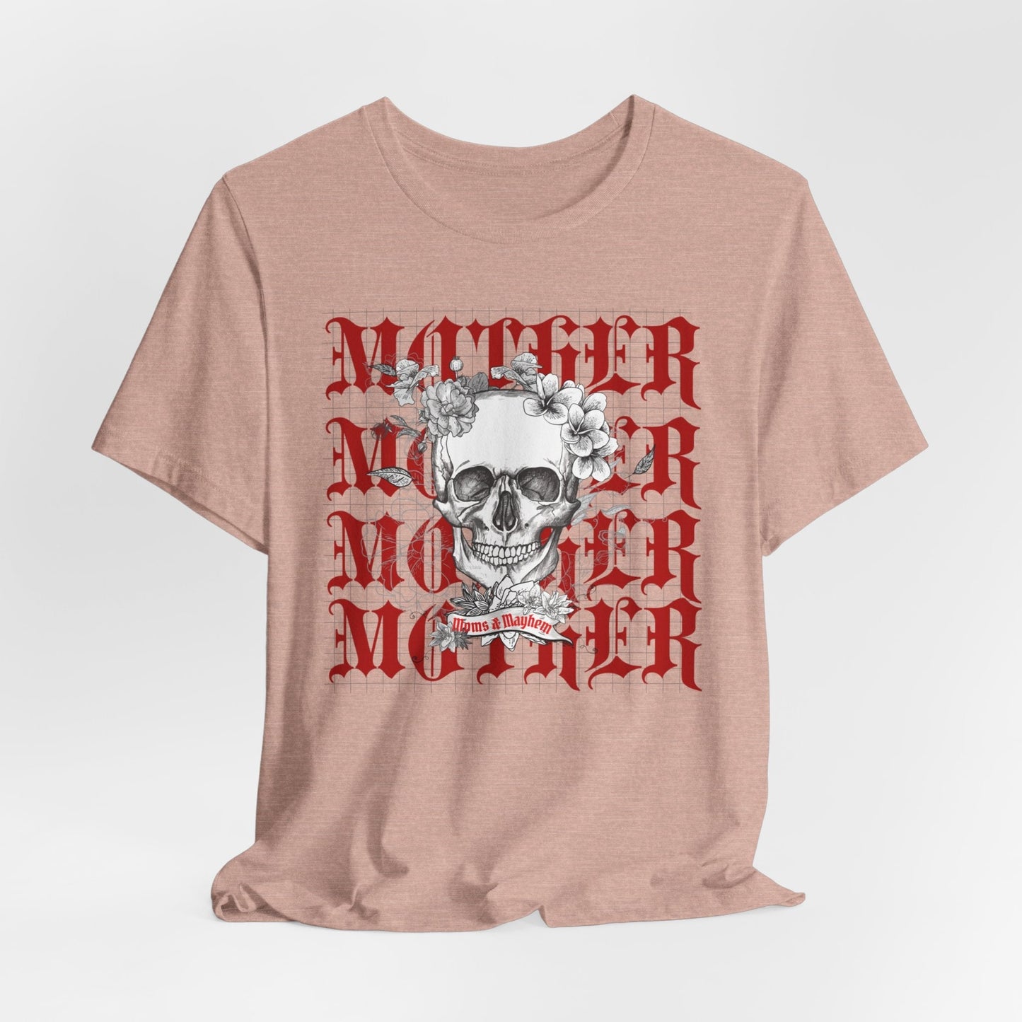Moms and Mayhem Heavy Metal Skull Themed Unisex Jersey Short Sleeve Tee