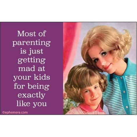 Most Parenting Is Getting Mad at Your Kids for Being Exactly Just Like You Magnet | Funny Parenting Humor Fridge Magnet