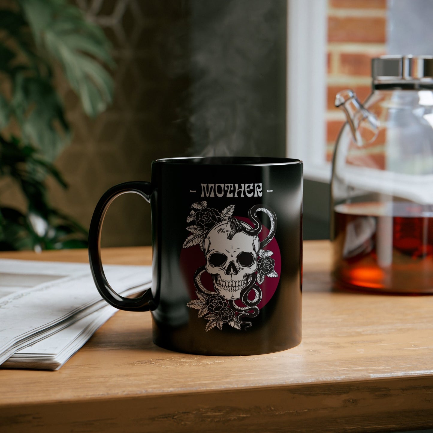 Mother: Making New People Like a Badass Vintage Skull Tattoo Heavy Metal Themed 11oz Black Mug