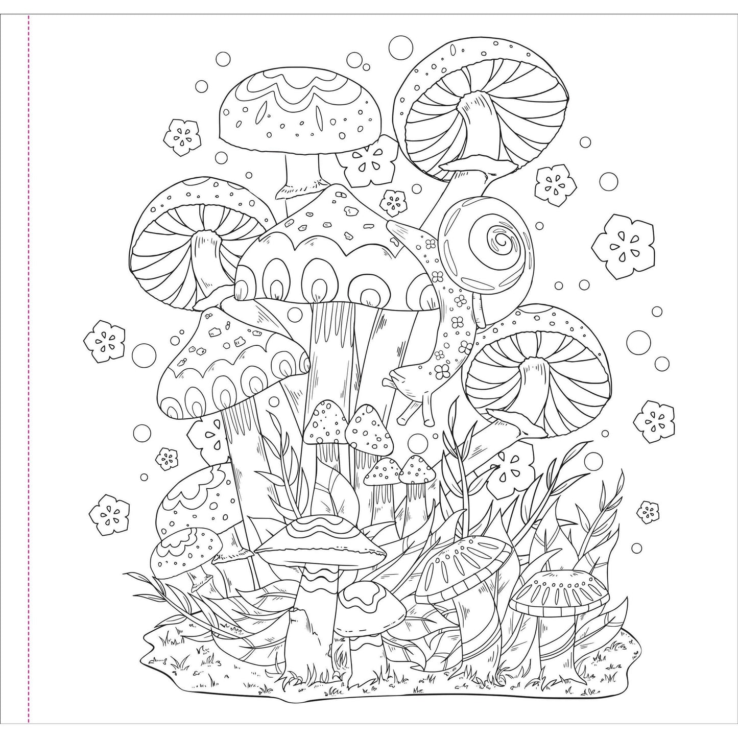 Mushrooms Adult Coloring Book | 31 Nature-inspired One-Sided Designs Thick Pages