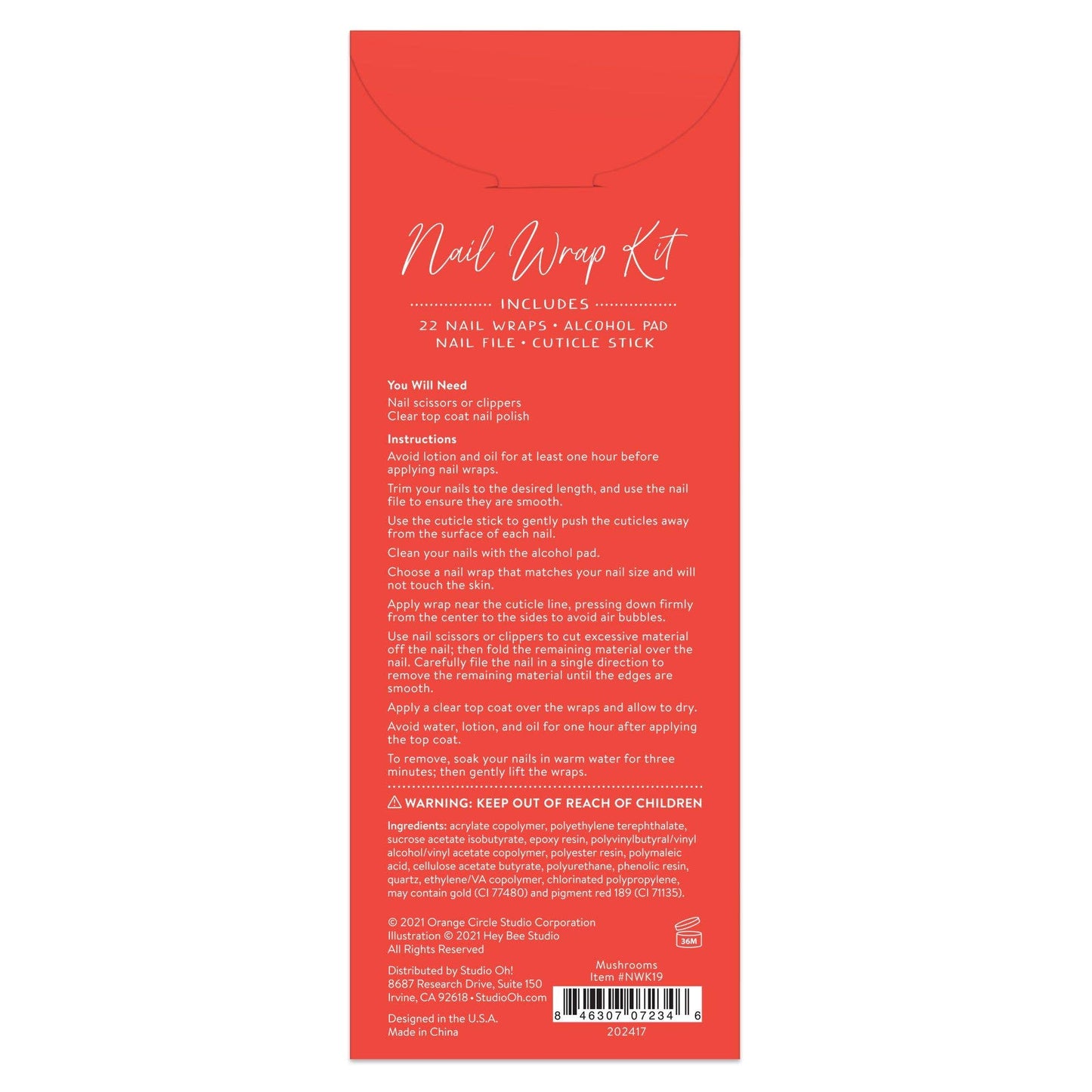 Mushrooms Nail Wrap Kit in Aegean Blue | Nail Care Arts Tools Accessories | On-the-go Travel Kit