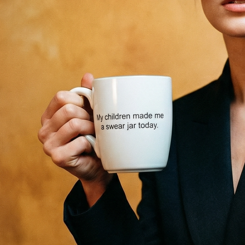 My Children Made Me A Swear Jar Today Ceramic Coffee Mug in Teal and White