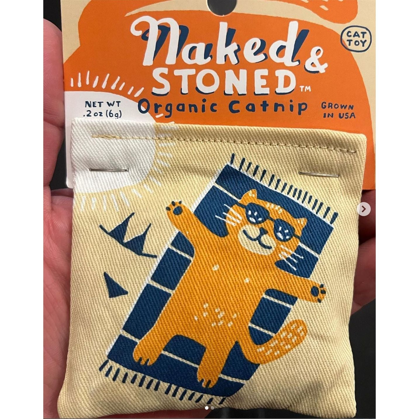 Naked And Stoned Catnip Toy | Premium Organic Catnip | Illustrated Cotton Pouch